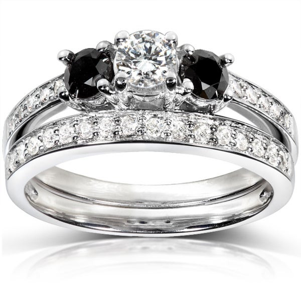 Annello Wedding Rings
 Annello 14k White Gold 3 4ct TDW Diamond Bridal Ring Set