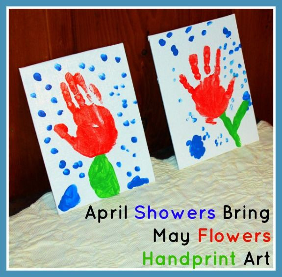 April Preschool Crafts
 "April Showers Bring May Flowers" Handprint Art