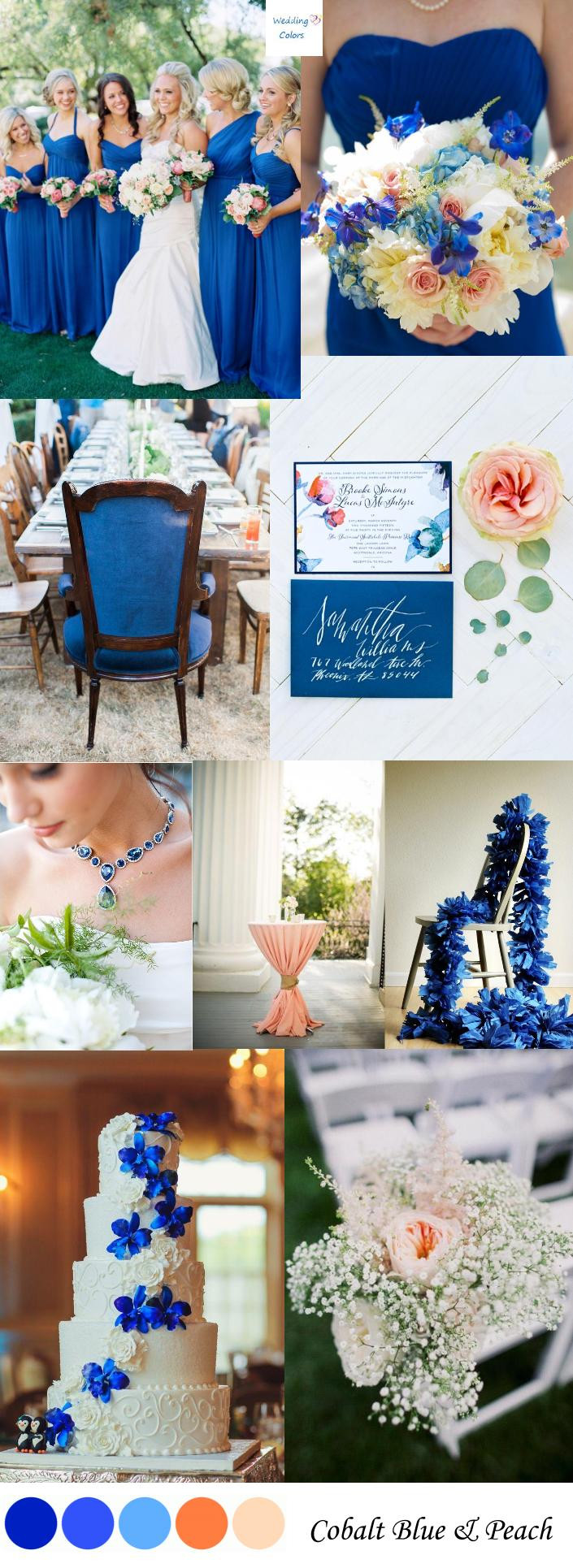April Wedding Colors
 Cobalt Blue & Peach Wedding Color Inspiration
