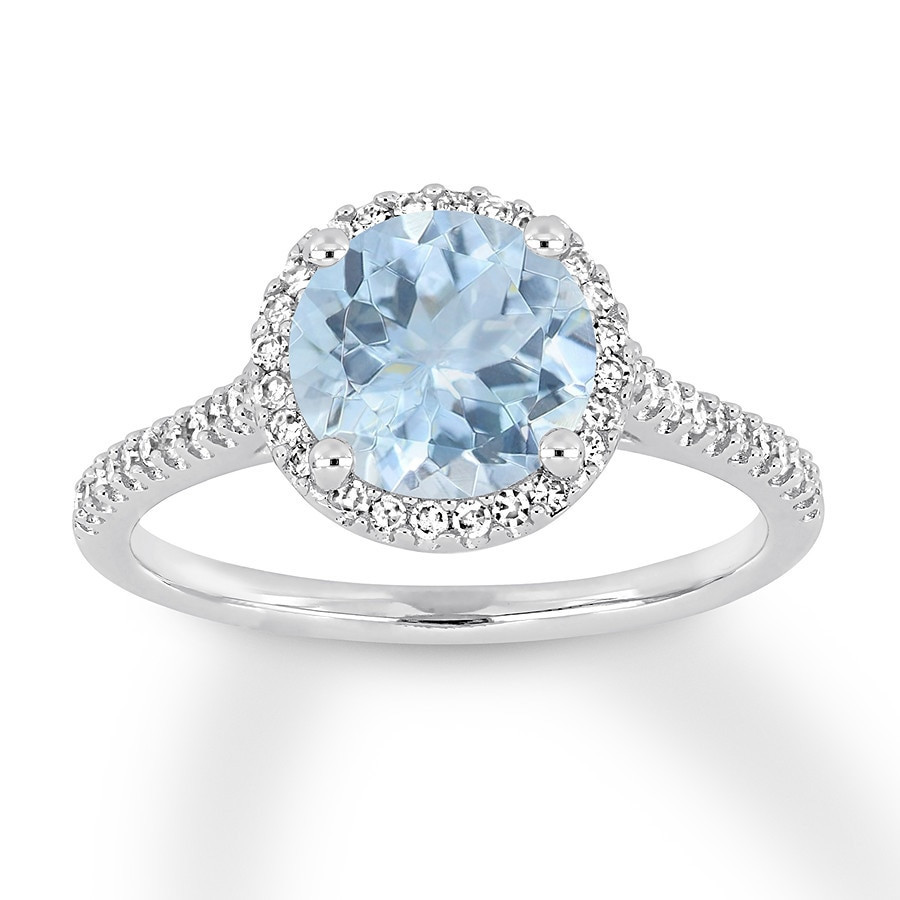 Aquamarine Wedding Bands
 Aquamarine Engagement Ring 1 4 ct tw Diamonds 14K White