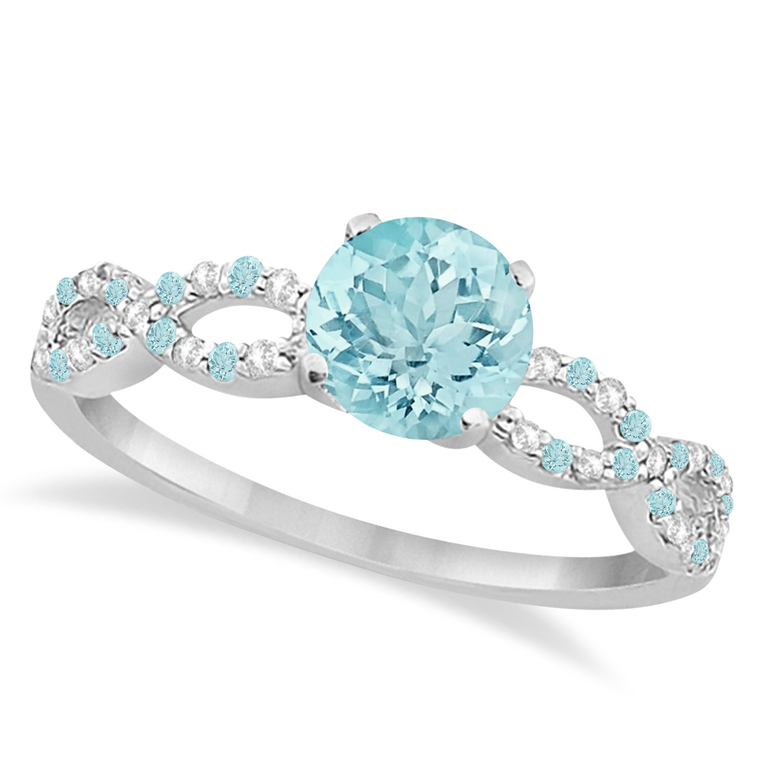 Aquamarine Wedding Bands
 Infinity Diamond & Aquamarine Engagement Ring 14K White