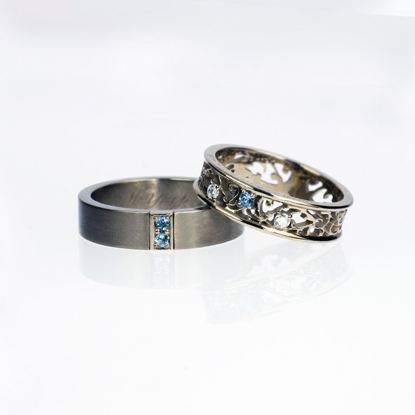 Aquamarine Wedding Bands
 Aquamarine wedding ring set men s palladium by