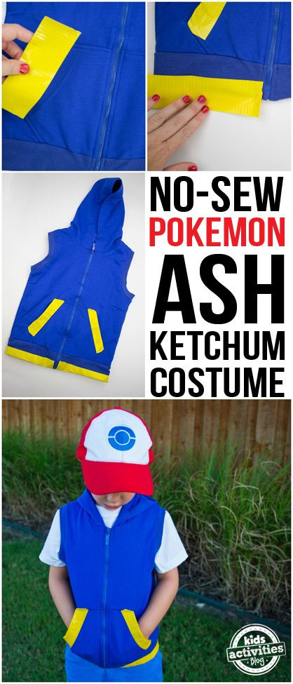 Ash Ketchum DIY Costume
 No Sew Pokemon Ash Ketchum Costume
