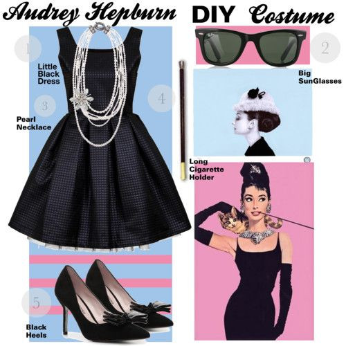 Audrey Hepburn Costume DIY
 Audrey Hepburn DIY costume Halloween Pinterest