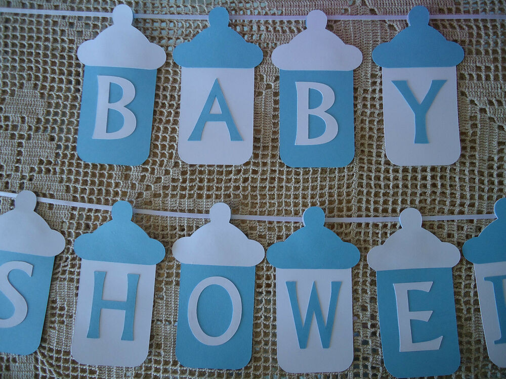Baby Banner DIY
 BABY SHOWER Bunting Banner Flags Garland Blue White Baby