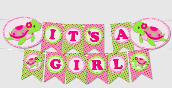 Baby Banner DIY
 DIY Pink Turtle Baby Shower Banner IT S A GIRL