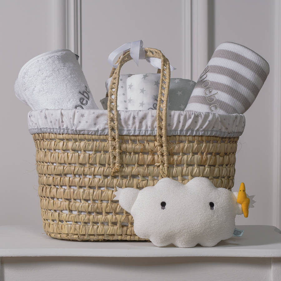 Baby Basket Gift Set
 personalised new baby t basket with cloud toy by that s