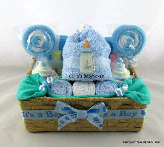 Baby Basket Gift Set
 Baby Shower Basket Baby diaper cake Baby Washcloth Gift