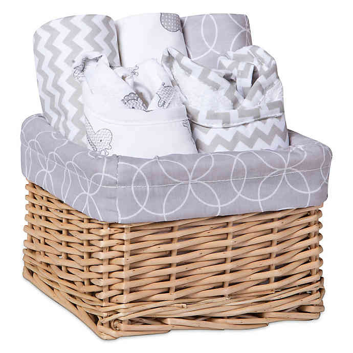 Baby Basket Gift Set
 Trend Lab 7 Piece Feeding Basket Gift Set in Safari Grey