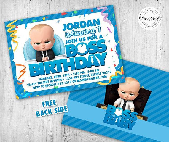 Baby Birthday Party Invitations
 Boss Baby Birthday Invitation Printable Digital File