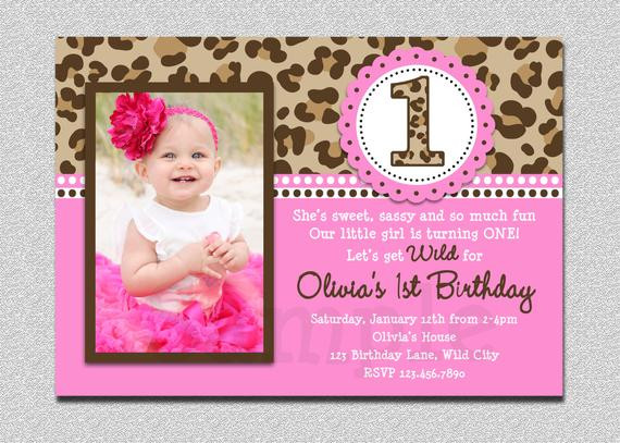 Baby Birthday Party Invitations
 Leopard Birthday Invitation 1st Birthday Party Invitation