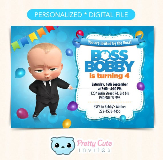 Baby Birthday Party Invitations
 Boss Baby invitation Boss Baby Birthday invite Boss Baby