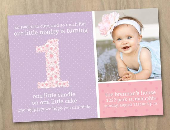 Baby Birthday Party Invitations
 Items similar to Baby Girl First 1st Birthday