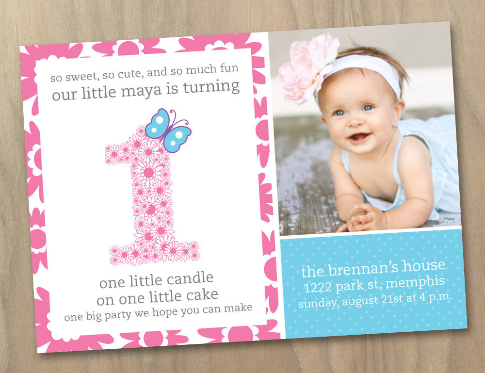 Baby Birthday Party Invitations
 Baby Girl First 1st Birthday Invitation by DesignAndLife