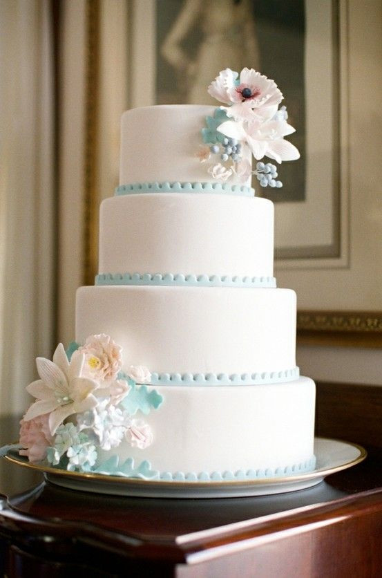 Baby Blue Wedding Cakes
 I love this Take off the flowers and remove one tier