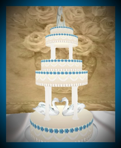 Baby Blue Wedding Cakes
 Second Life Marketplace DK BABY BLUE ROSE AND WHITE