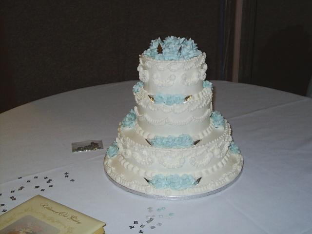 Baby Blue Wedding Cakes
 Wedding Cakes in white with baby blue patterns in three