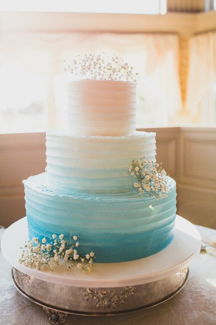 Baby Blue Wedding Cakes
 Ombre Blue and White Tiered Wedding Cake