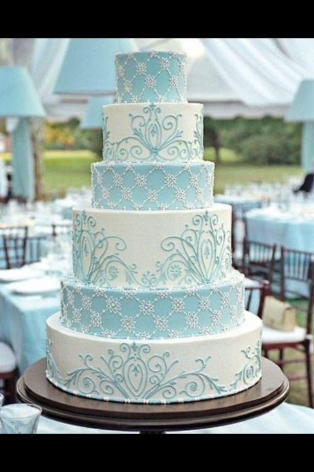 Baby Blue Wedding Cakes
 White and baby blue wedding cake Wedding ideas