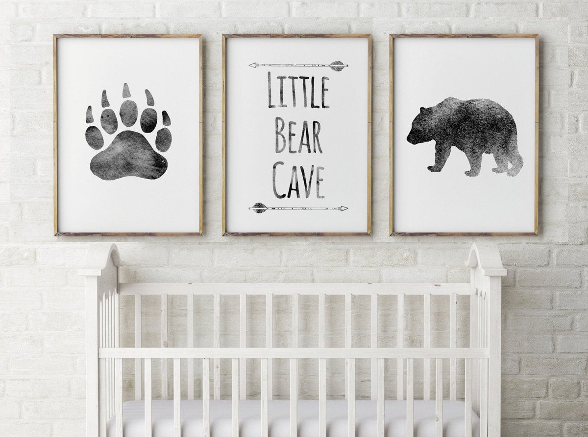 Baby Boy Decor
 Baby boy Nursery Decor Bear Cave Grey Little BearBear