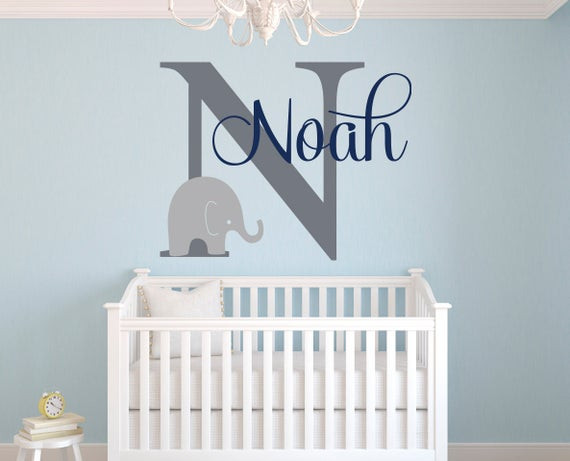 Baby Boy Wall Decor Stickers
 Name Wall Decal Elephant Wall Decal Elephants Baby Boy
