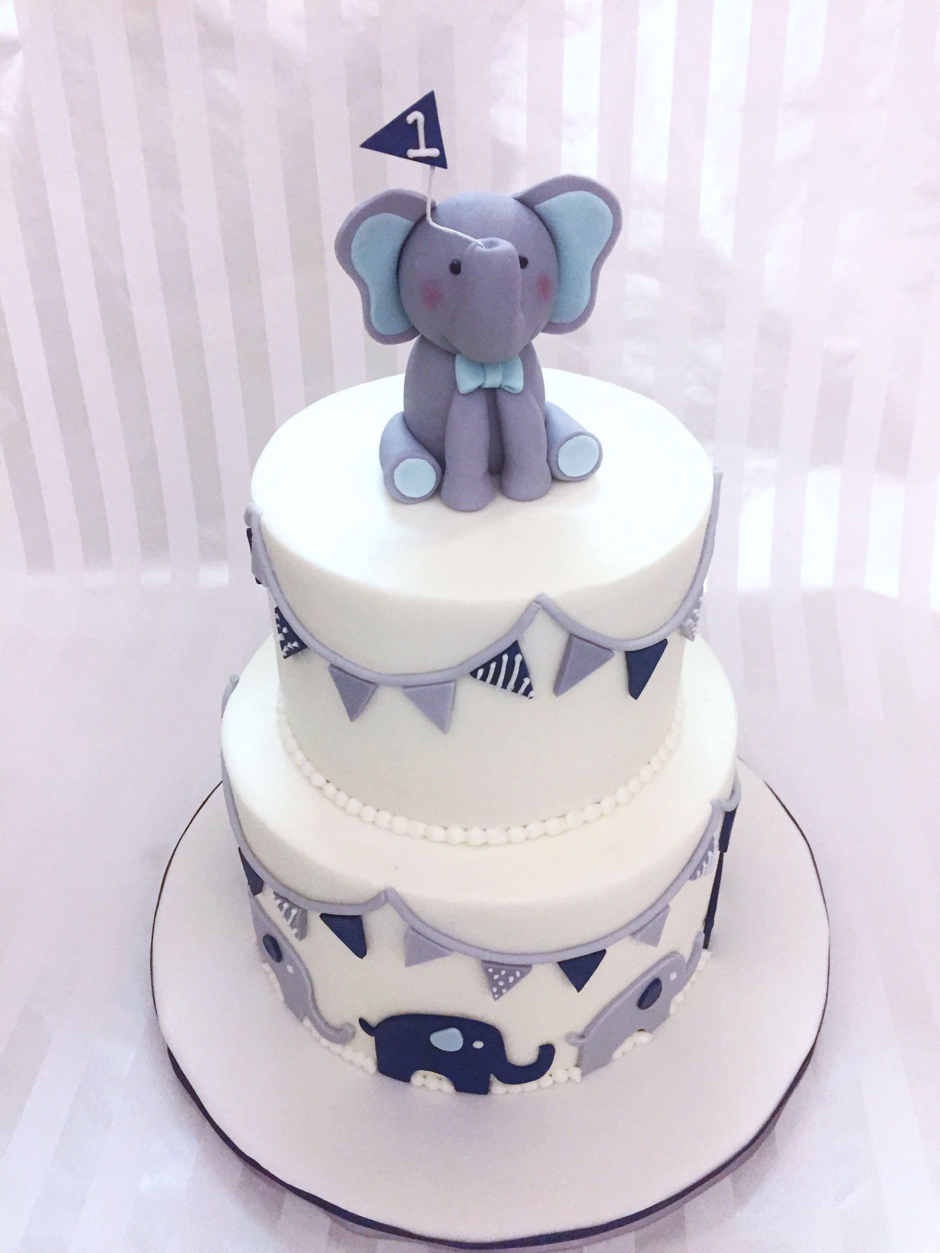 Baby Boys Birthday Cake
 Baby Boy Elephant 1st Birthday Cake
