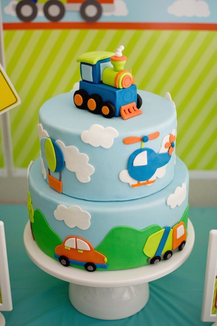 Baby Boys Birthday Cake
 Transportation Themed Birthday Party