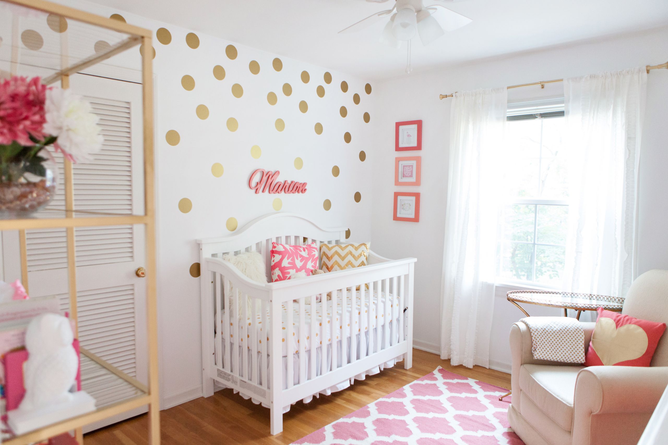 Baby Decor Rooms
 Marion s Coral and Gold Polka Dot Nursery Project Nursery