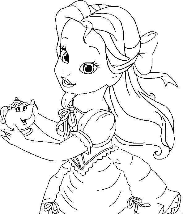 Baby Disney Princess Coloring Pages
 Little Belle Coloring For Kids Princess Coloring Pages