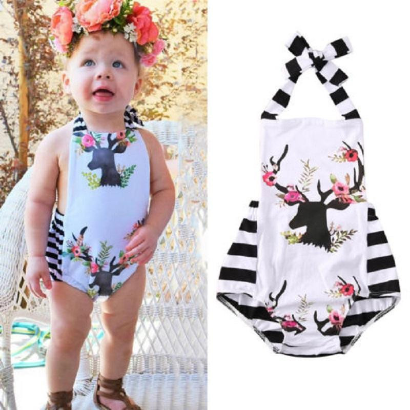Baby Fashion Boutique
 2019 Baby Girls Clothes Newborn Infant Floral Deer Romper