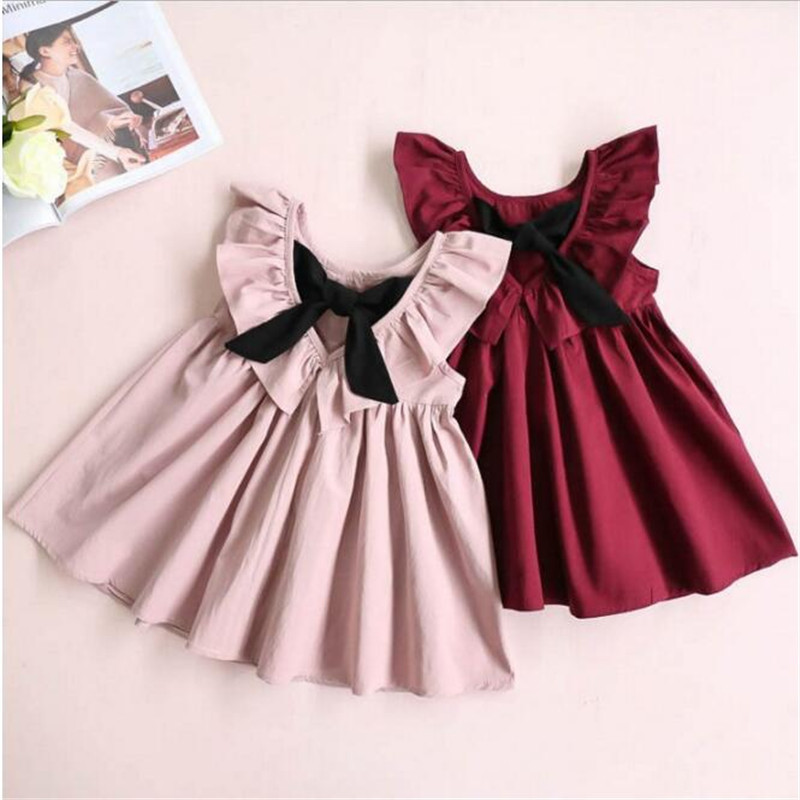 Baby Fashion Dress
 New Toddler Infant Baby Girls Dress Solid color Ribbons