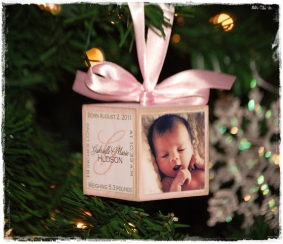 Baby First DIY
 Baby s first Christmas photo block ornament