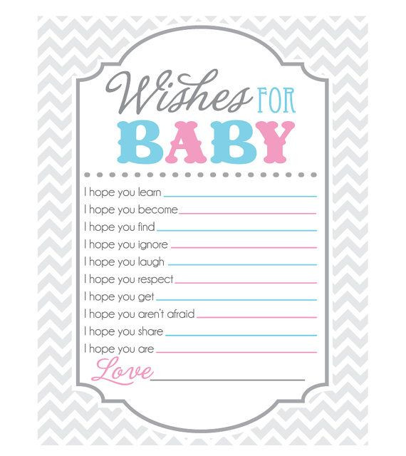 Baby Gender Revealing Party Games
 Gender Reveal Party Game Sheet for Wishes for Baby "I