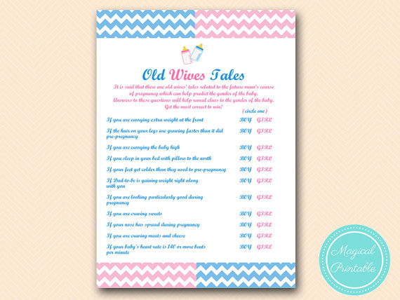 Baby Gender Revealing Party Games
 Old wives tales baby gender game Gender reveal party Games