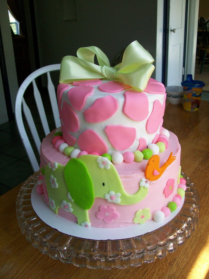 Baby Girl Birthday Cakes
 elephant baby girl cake Cakes ideas Pinterest