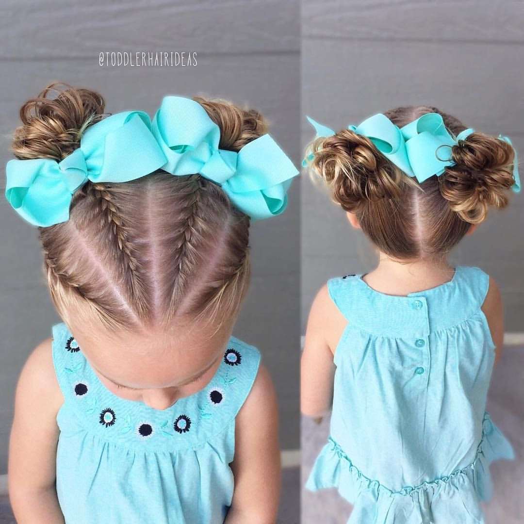 Baby Hair Ideas
 French braids and messy buns toddler hair ideas