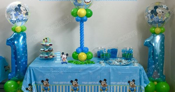Baby Mickey Decoration Ideas
 Mickey Mouse 1st Birthday Balloon Column and Centerpiece