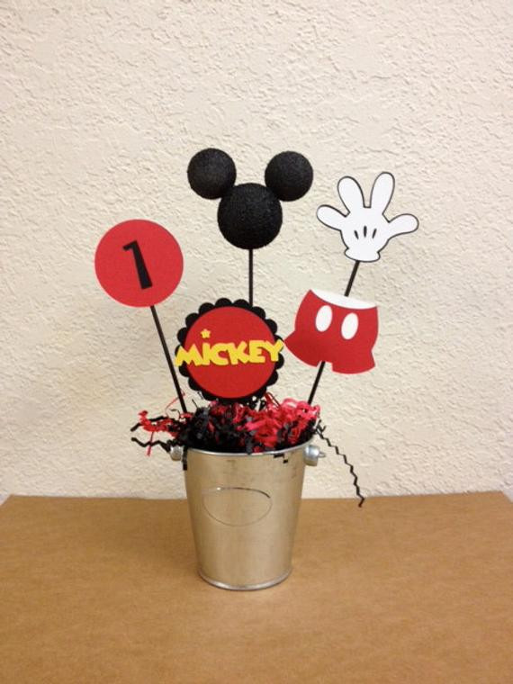 Baby Mickey Decoration Ideas
 Mickey Mouse Birthday Centerpieces Set of 4 or by