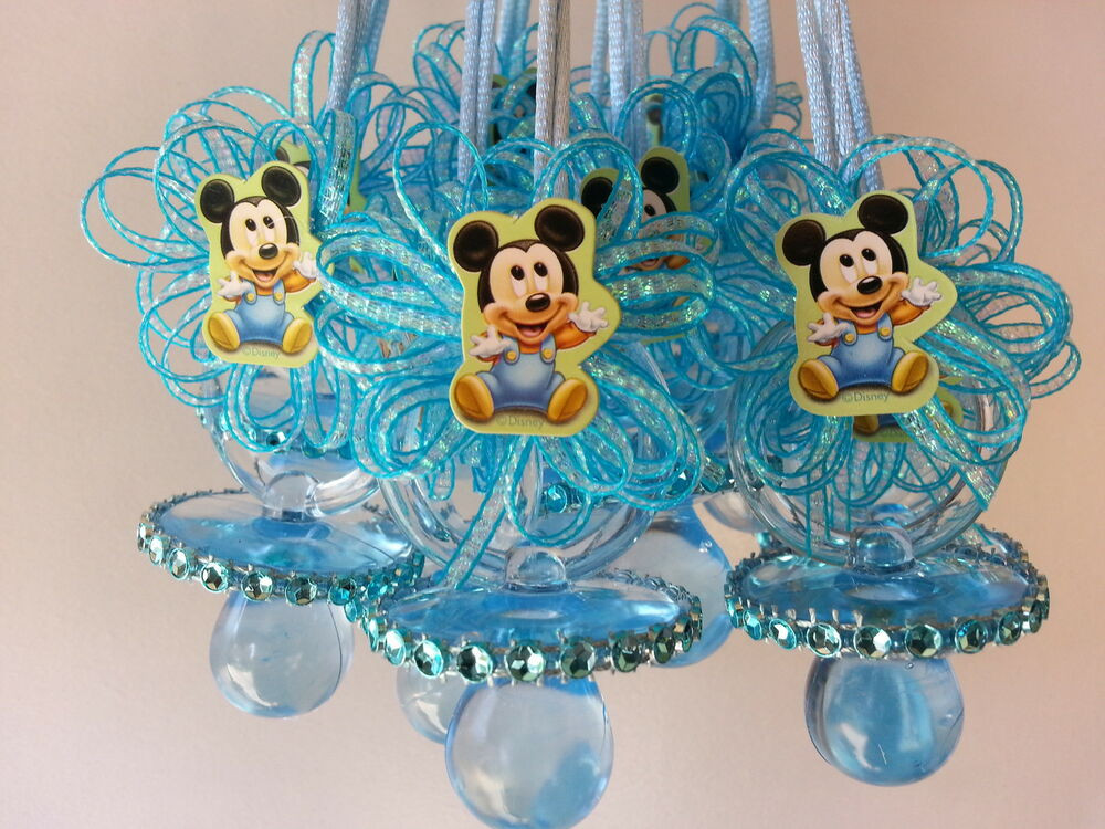 Baby Mickey Decoration Ideas
 12 Baby Mickey Mouse Pacifier Necklaces Baby Shower Game