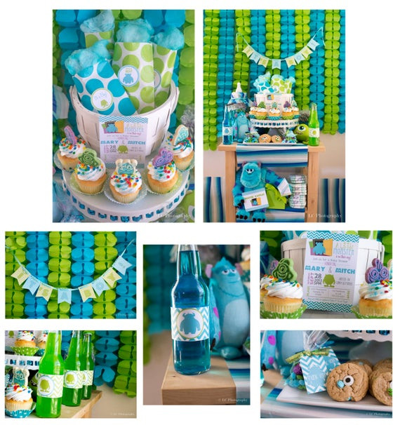Baby Monster Party
 Printable Monsters Inc Inspired Baby Shower PARTY PACKAGE DIY