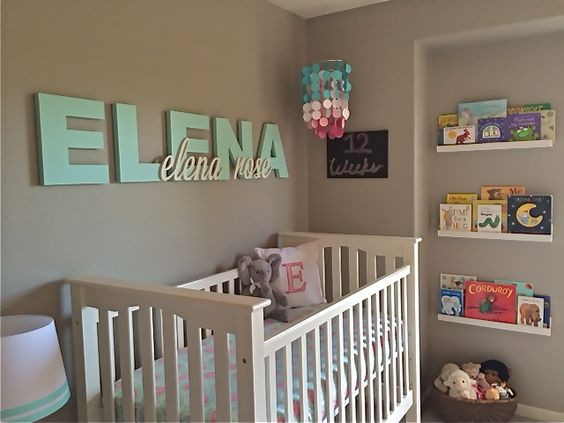Baby Name Letters Room Decor
 Elena s Pink Aqua and Gray Nursery