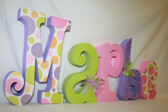 Baby Name Letters Room Decor
 Baby name letters wood letters polka dot decor girl