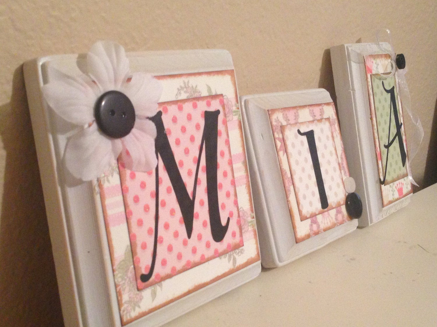 Baby Name Letters Room Decor
 Nursery wall letters personalized custom by ThePaintedTreeShop