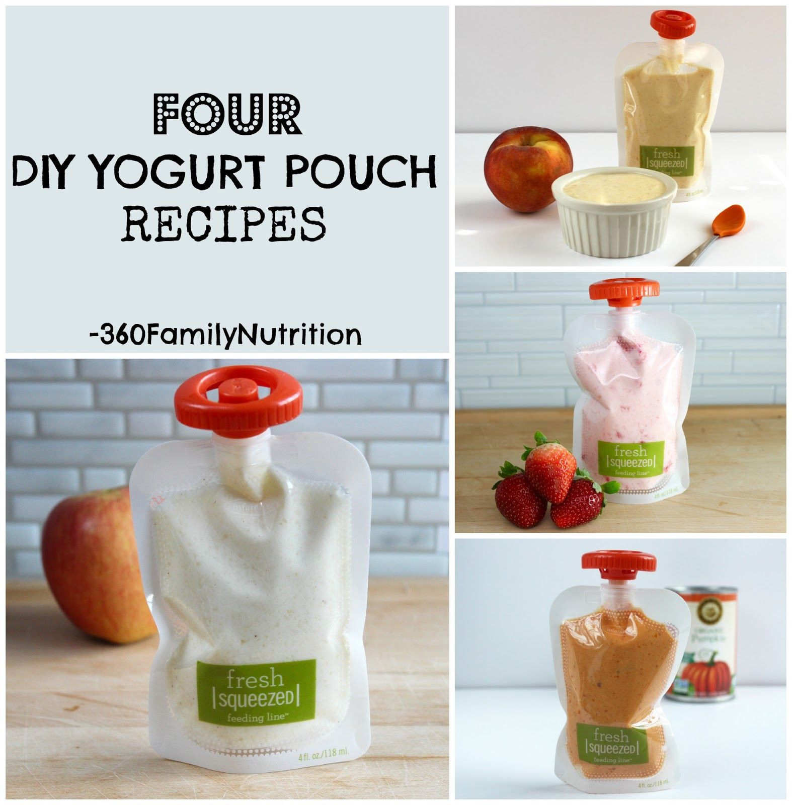 Baby Pouch Recipes
 360FamilyNutrition DIY Yogurt Pouch Recipes