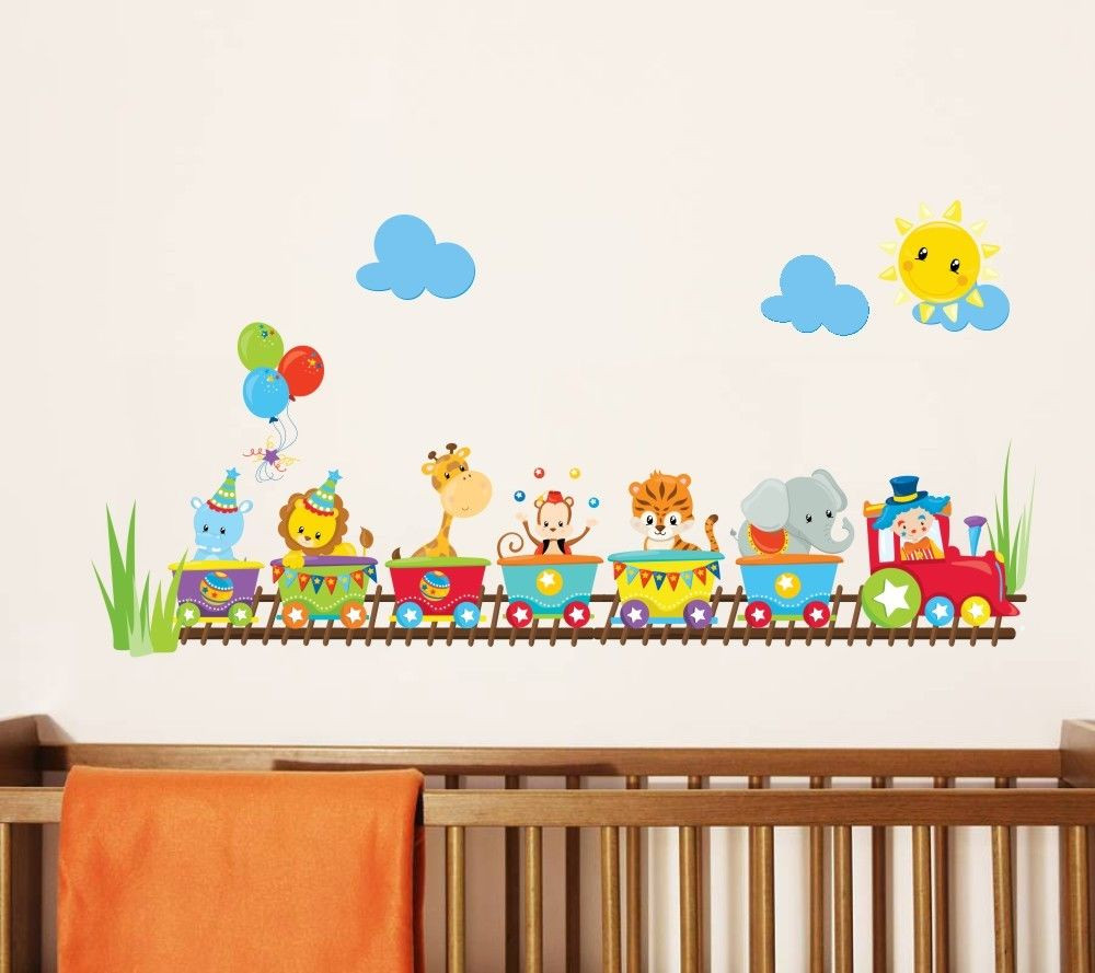 Baby Room Decoration Stickers
 Baby animal circus train wall decal stickers nursery wall