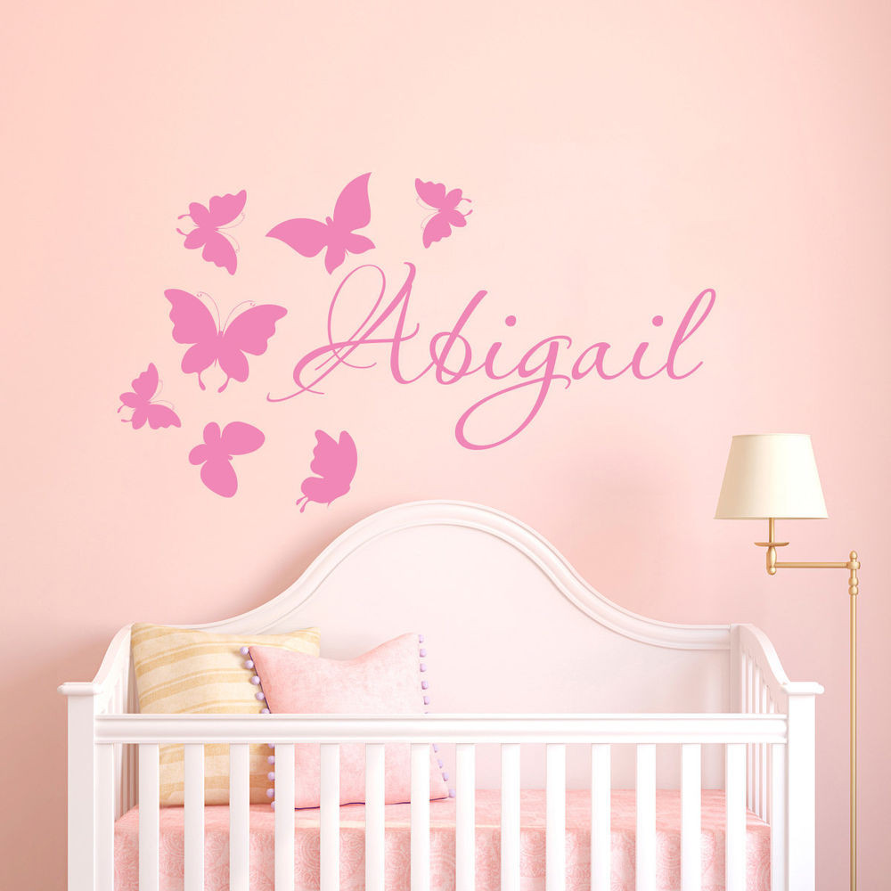 Baby Room Decoration Stickers
 Wall Stickers custom colour baby name butterfly vinyl