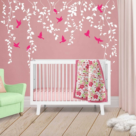 Baby Room Decoration Stickers
 Vine Wall Decal for Baby Girl Nursery Décor Wall Vines