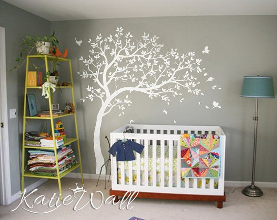 Baby Room Decoration Stickers
 White Tree Wall Decals Nursery Wall Decal Kids Room