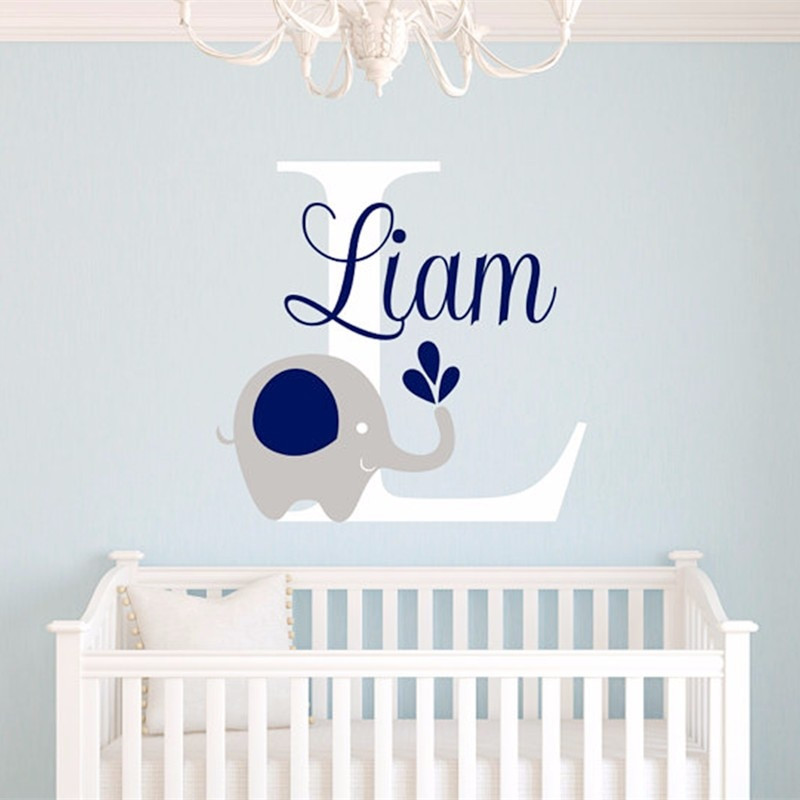 Baby Room Decoration Stickers
 2016 NEW Custome Baby Name Decal Elephant Wall Sticker