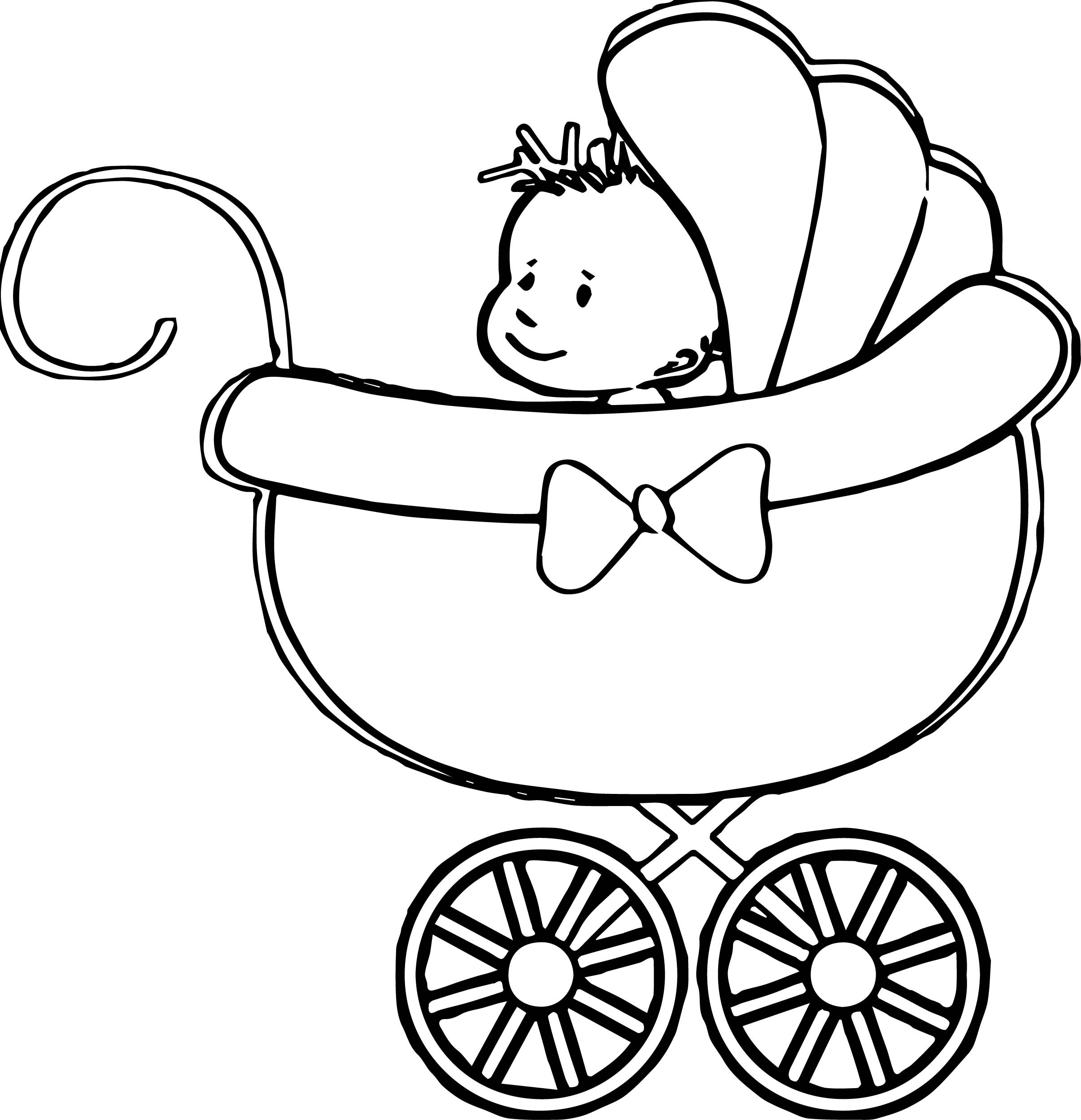 Baby Shower Coloring Page
 The Stroller Baby Boy Coloring Page